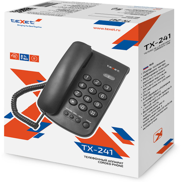 Проводной телефон TeXet TX-241 (черный)