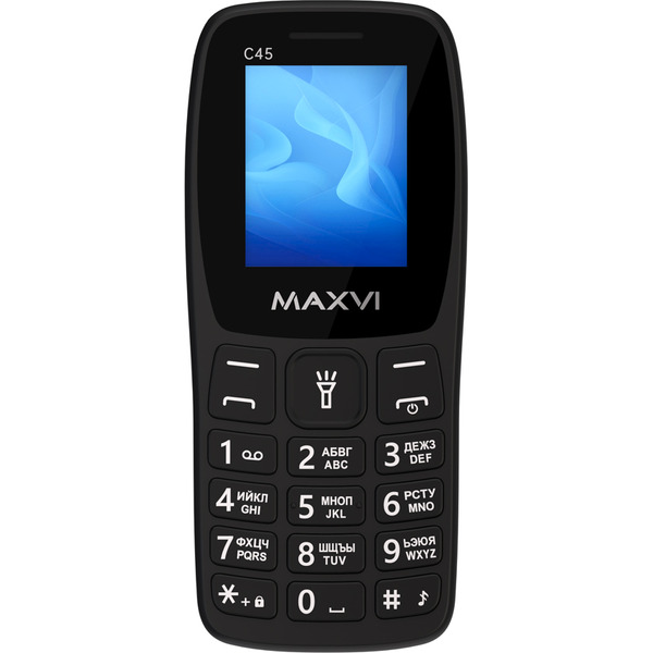Кнопочный телефон Maxvi C45 + ЗУ WC-112 (черный)