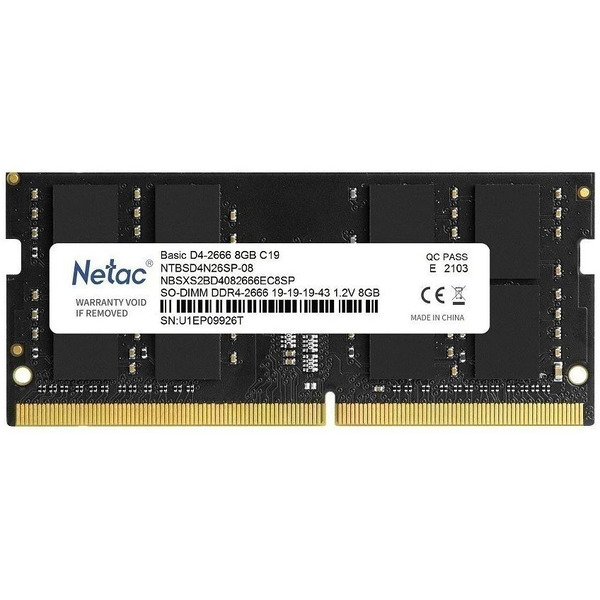 Оперативная память Netac Basic SO DDR4-2666 8GB C19 NTBSD4N26SP-08