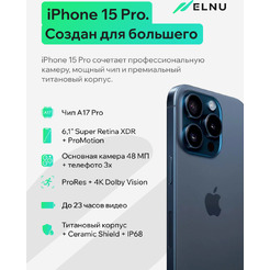 Смартфон Apple iPhone 15 Pro 256Gb восстановленный ELNU Грейд B ELN3102B0650 (синий титан)