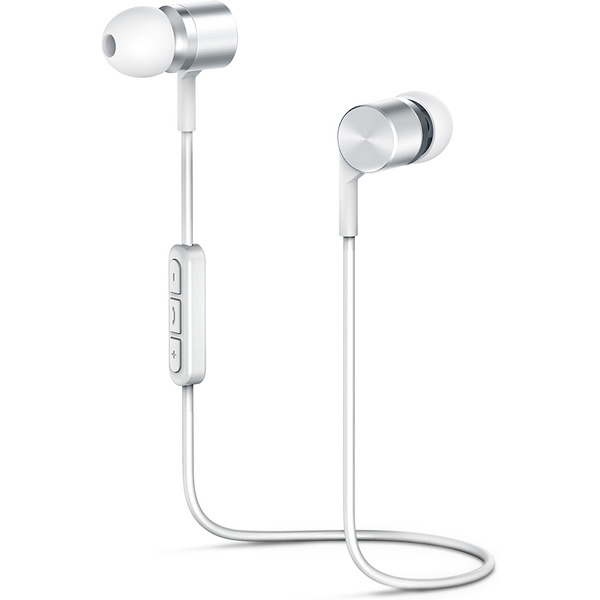 Беспроводные наушники OLMIO BTE-05 (серебристый/белый)