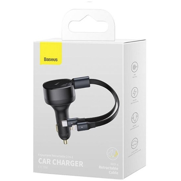 Автомобильное зарядное Baseus Enjoyment Retractable 2-in-1 Car Charger C+C 33W C00035500111-00