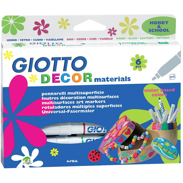 Фломастеры FILA GIOTTO DECOR MATERIALS, 6 цв, для декорирования, арт. 453300
