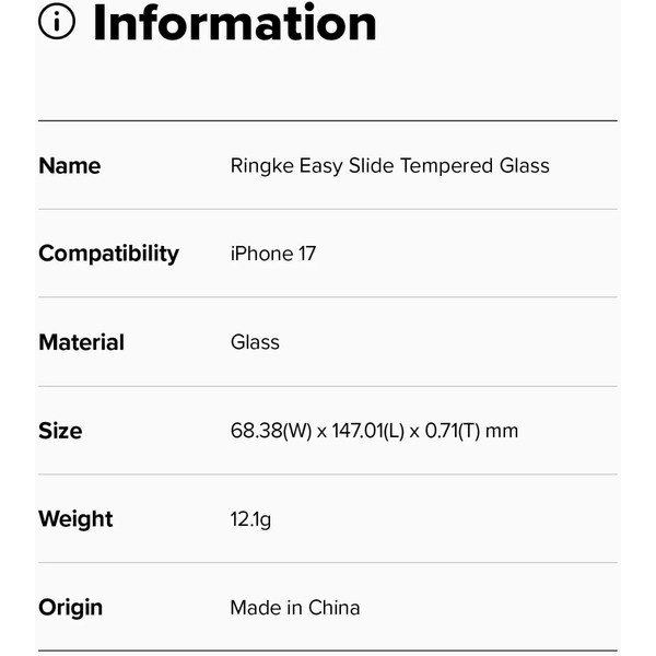 Защитное стекло Ringke EASY SLIDE 2шт для iPhone 17