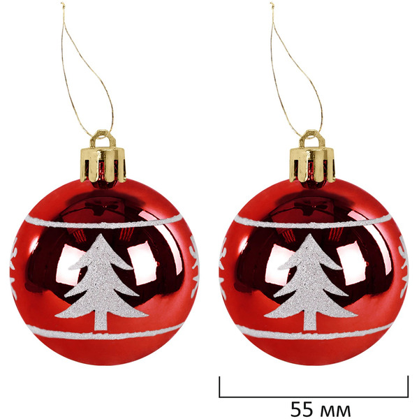 Шары елочные ЗОЛОТАЯ СКАЗКА Red and White Shine 592589 (красный/белый)