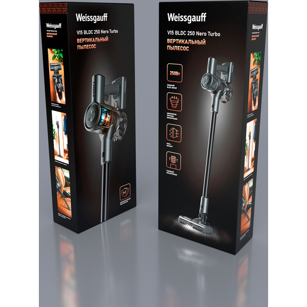 Пылесос Weissgauff V15 BLDC 250 Nero Turbo