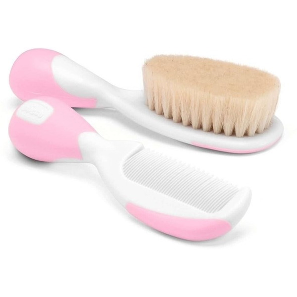 Набор расчесок детский CHICCO Расческа и щётка с натуральными щетинками, 0 мес+ 320611037 (розовый)