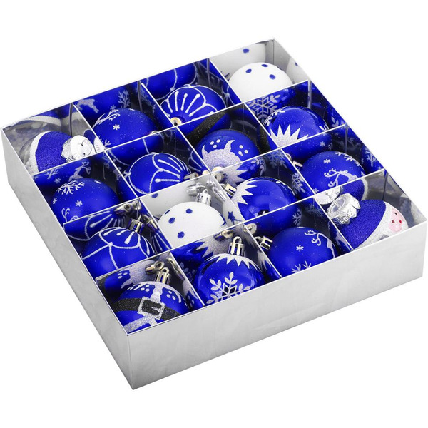 Шары ёлочные ЗОЛОТАЯ СКАЗКА 591985 (синий/белый)