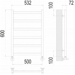 Полотенцесушитель TERMINUS Аврора П6 500x600 нп (хром)