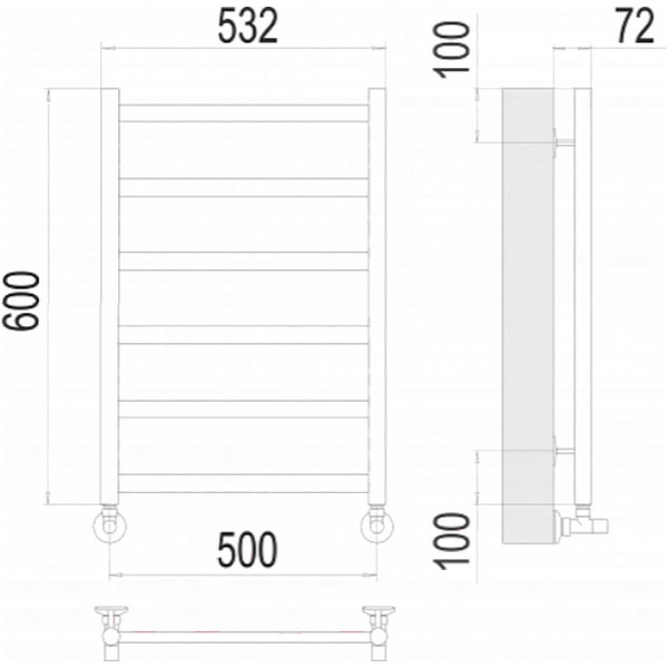 Полотенцесушитель TERMINUS Аврора П6 500x600 нп (хром)