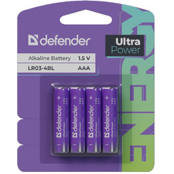Батарейка алкалиновая Defender PowerPulse LR03-4BL ААА (блистер, 4 шт)