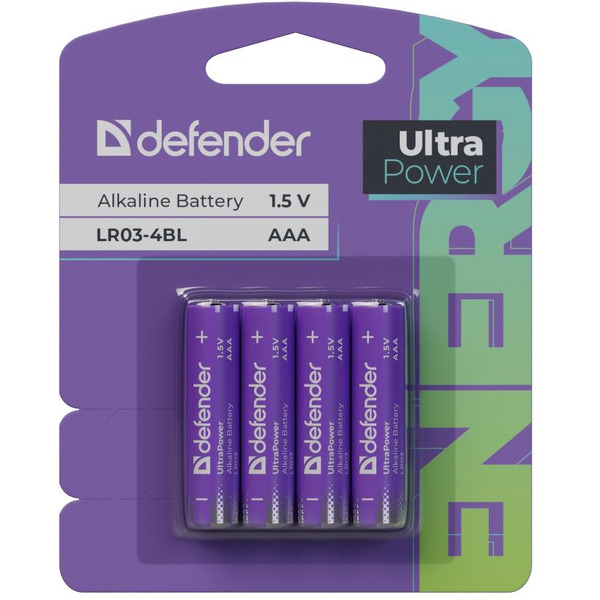 Батарейка алкалиновая Defender PowerPulse LR03-4BL ААА (блистер, 4 шт)