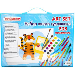 Набор ЮНОГО ХУДОЖНИКА для рисования и творчества с мольбертом ПИФАГОР 664632 (208 предметов)