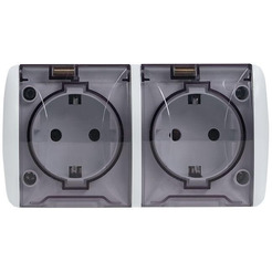 Розетка EKF Владивосток 2-местная 16А (белый)