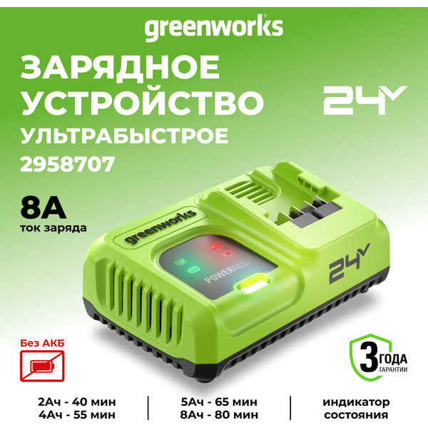 Зарядное устройство Greenworks G24C8 2958707 (24В)
