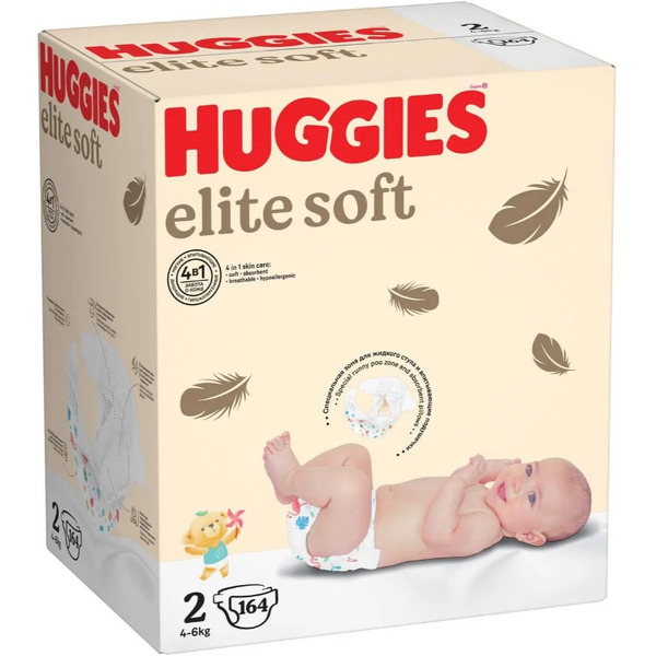 Детские одноразовые подгузники Huggies Elite Soft Box 2 (4-6 кг) 164 шт