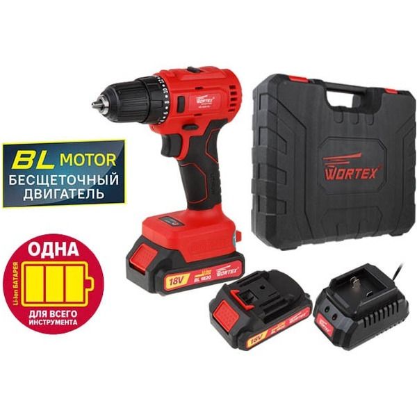 Дрель-шуруповерт Wortex BD 2025-1 DLi (BD20251DLi1029) с 2-мя АКБ