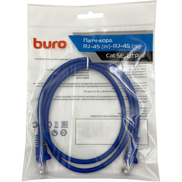 Патч-корд Buro UTP-5E-1M-BL