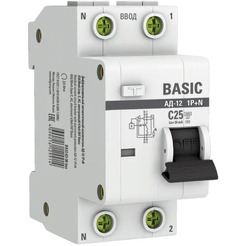 Дифференциальный автомат EKF Basic АД-12 1P+N 25А 30мА АС C 4.5кА