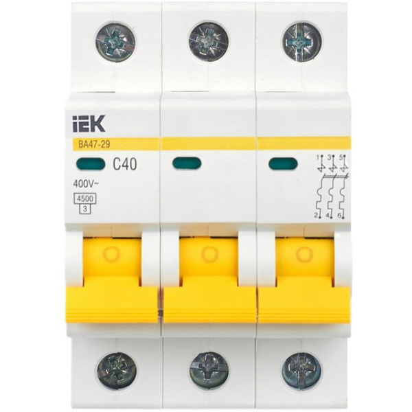 Выключатель автоматический IEK ВА47-29 40А 3Р 4.5кА С MVA20-3-040-C