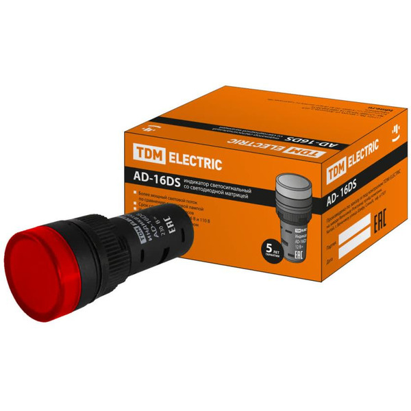 Лампа сигнальная TDM AD-16DS(LED) 230В АС SQ0702-0071