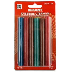 Клеевые стержни Rexant 09-1230 (12 шт, разноцветный)