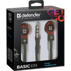 Наушники Defender Basic 619 черный+красный