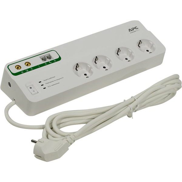 Сетевой фильтр APC Home/Office SurgeArrest 6 outlets with Phone and Coax Protection 230V (PMH63VT-RS)
