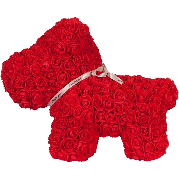 Собачка из роз TEDDY ROSE BEAR красный (8019)