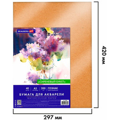 Бумага для акварели BRAUBERG А3 40л, 200г/м2 ART CLASSIC 116886