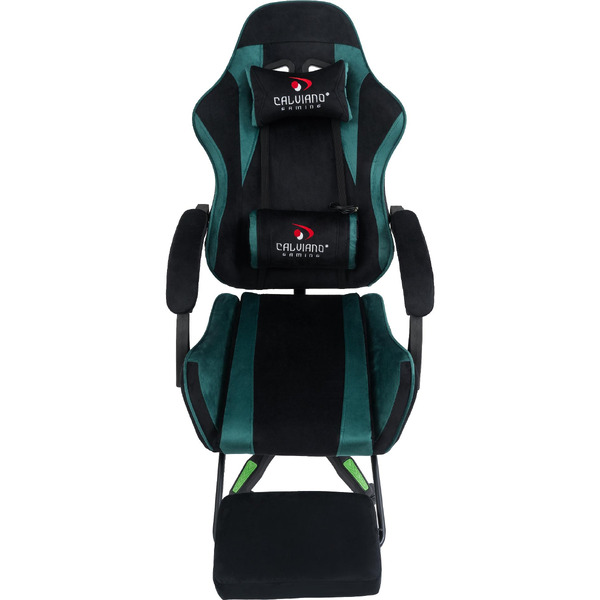 Вибромассажное кресло Calviano 1584 (велюр, черный/зеленый)