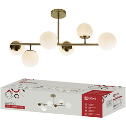 Люстра под лампу INhome AURORA LUNA-6G9-LT 6xG9 матовые плафоны, латунный корпус