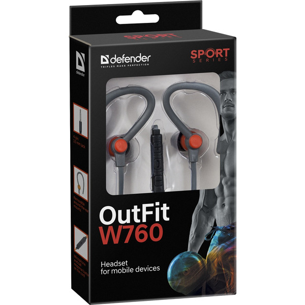 Наушники Defender OutFit W760 (серый/оранжевый)