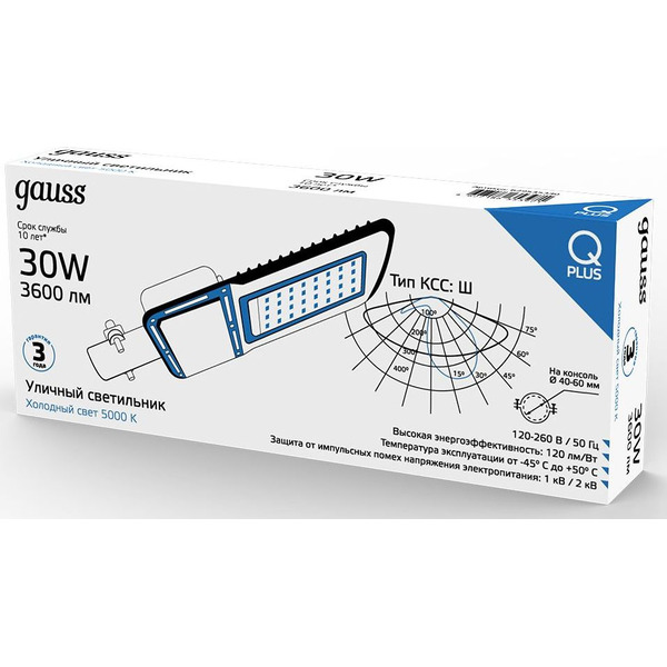 Светильник консольный Gauss Qplus 629535330