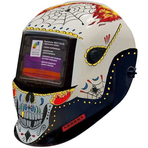 Сварочная маска Aurora Хамелеон A777c Skeleton Fire