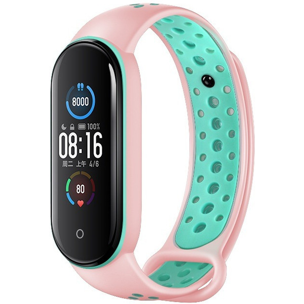 Ремешок Bingo Sport для Xiaomi Mi Band 5/6 Розовый с мятой