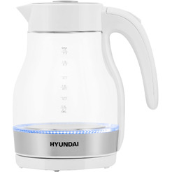Электрический чайник Hyundai HYK-G3802 белый/серебристый (стекло)