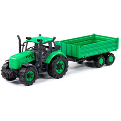 Трактор Полесье Прогресс с бортовым прицепом инерционный (зелёный) 94605