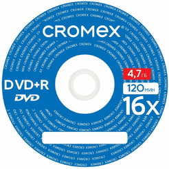Диски CROMEX DVD+R (плюс), 4,7 Gb, 16x, КОМПЛЕКТ 50 шт.