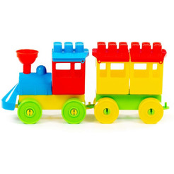 Конструктор Полесье 2037 Паровоз с одним вагоном