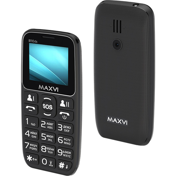 Мобильный телефон Maxvi B110ds +ЗУ WC-112 (черный)