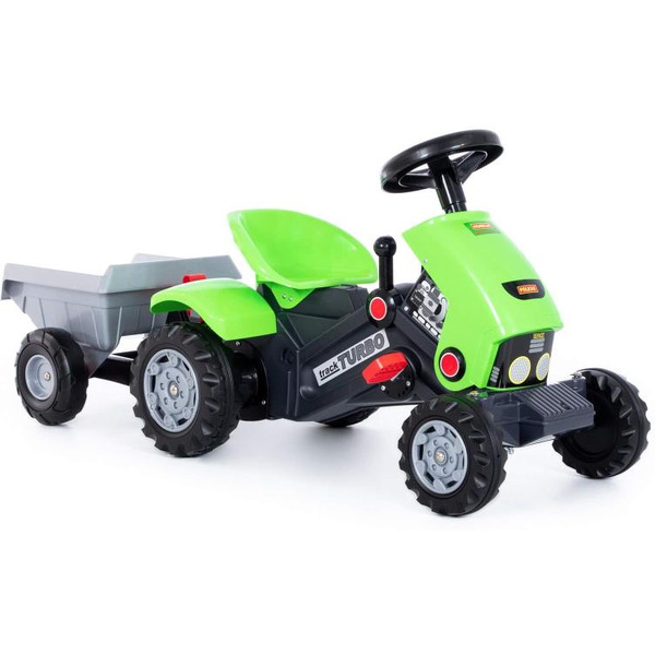 Каталка-трактор с педалями Полесье Turbo-2 с полуприцепом 52742