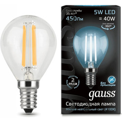 Лампа Gauss LED Filament Globe 5W E14 4100K 105801205