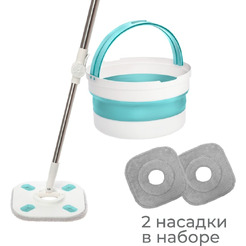 Швабра и складное ведро с роторным отжимом HQ Дуэт 77702