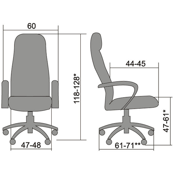 Кресло офисное Metta BP-1PL (черный) ткань