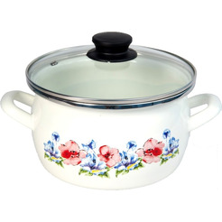 Кастрюля Сантэкс 1-2415112 (маки, белый)