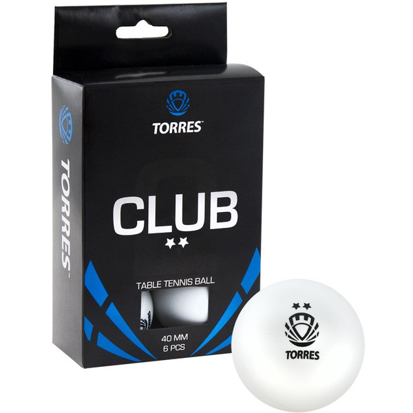 Мяч для настольного тенниса Torres Club 2 TT0014 (6 шт)