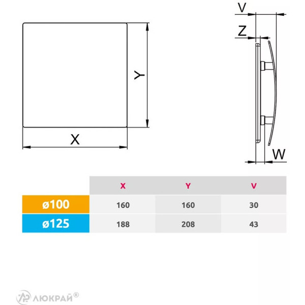 Вентилятор накладной Awenta KWS100H-PEZ100