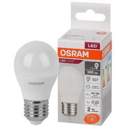 Лампа светодиодная OSRAM  P60 7W6500К 230V E27 10X1