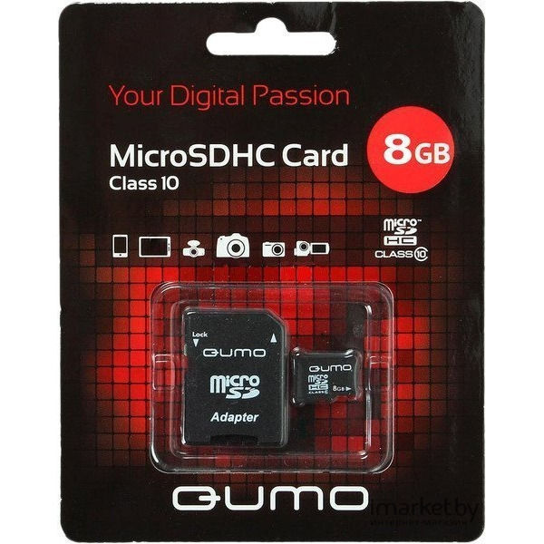 Карта памяти QUMO microSDHC (Class 10) 8GB (QM8GMICSDHC10)